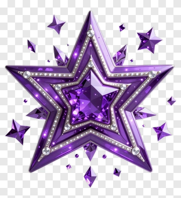 Shining Purple Star With Gem Accents PNG
