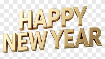 Happy New Year Gold 3D Text PNG