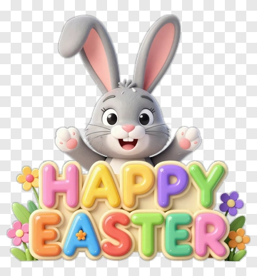 Easter Bunny With Happy Easter Sign PNG