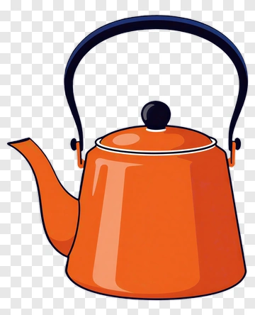 Orange Kettle With Black Handle PNG
