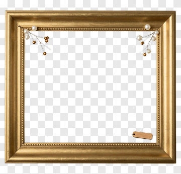 Gold Frame With Pearl Branches PNG