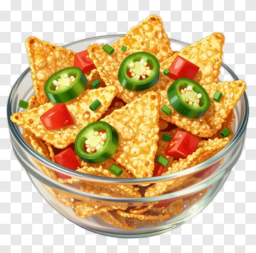 Bowl Of Nachos With Jalapeno And Tomato PNG