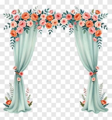 Floral Arch With Curtains PNG