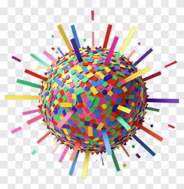 Colorful Confetti Ball With Radiating Sticks PNG