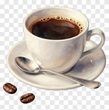 Coffee Cup With Beans And Spoon PNG