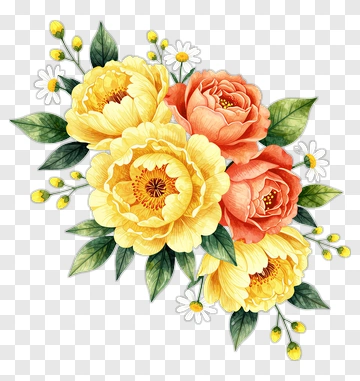 Yellow And Orange Floral Bouquet PNG