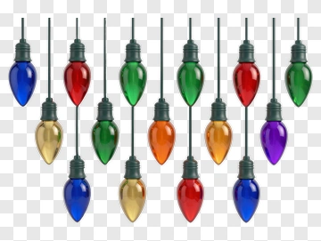 Colorful Christmas Light Bulbs Hanging PNG