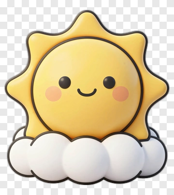 Cartoon Sun On Cloud PNG