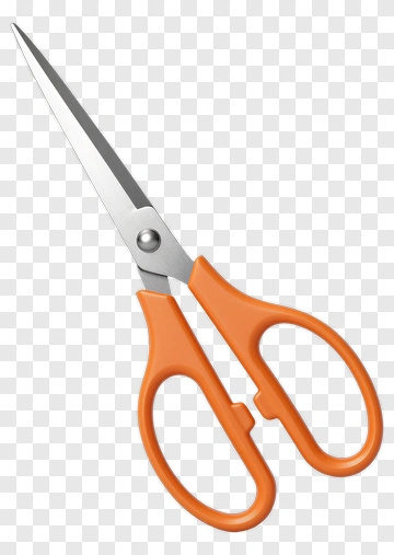 Orange Scissors With Silver Blades PNG