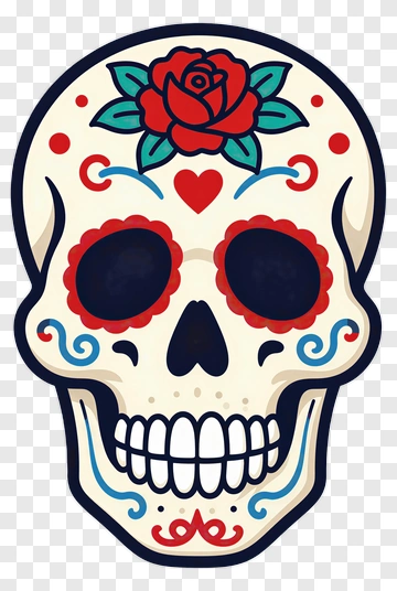 Decorative Skull With Rose PNG