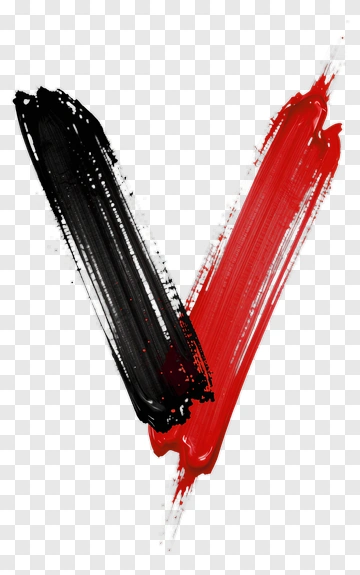 Black And Red Brushstroke V Shape PNG
