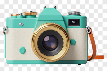 Teal And Cream Retro Camera PNG