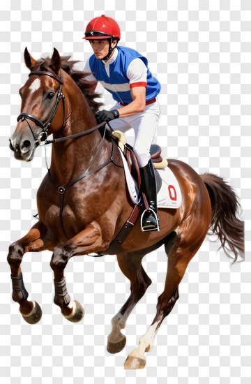 Jockey Riding A Racing Horse PNG