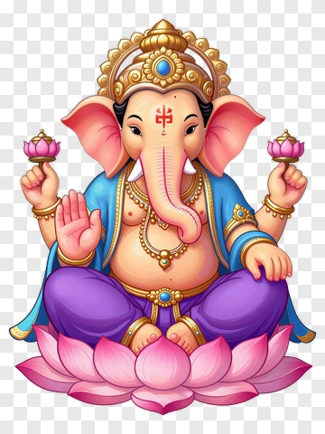 Ganesha Sitting On Lotus PNG
