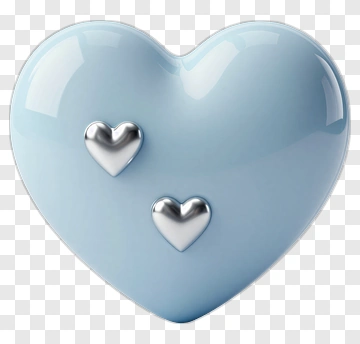 Light Blue Heart With Silver Accents PNG