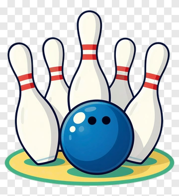 Blue Bowling Ball And Pins PNG