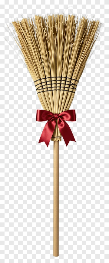 Traditional Broom With Red Ribbon PNG