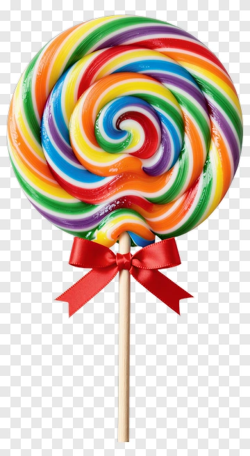 Colorful Lollipop With Red Ribbon PNG
