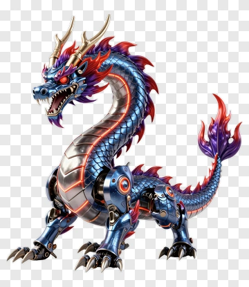 Mechanical Dragon With Glowing Accents PNG