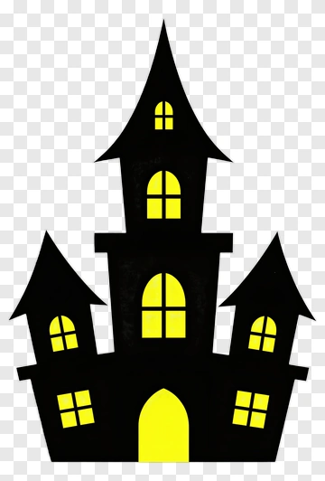 Haunted House With Yellow Windows PNG