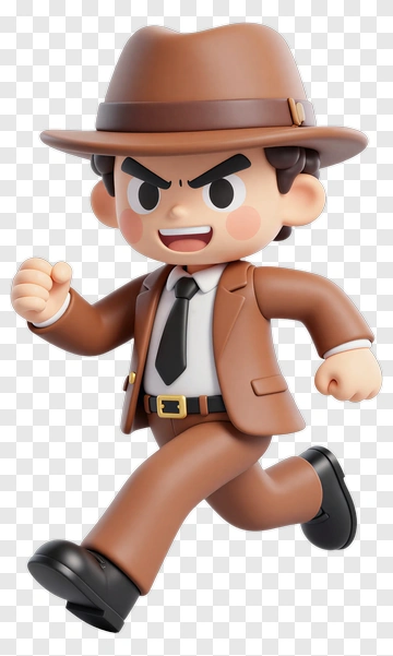 Running Detective In Brown Suit PNG