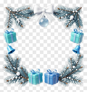 Christmas Wreath With Gift Boxes And Ornaments PNG