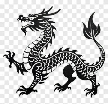 Black And White Dragon PNG