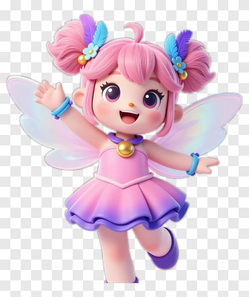 Pink Fairy With Rainbow Wings PNG