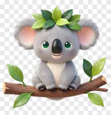 Cute Koala With Leaf Crown PNG