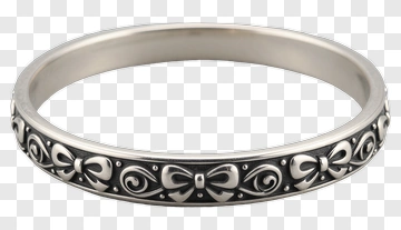 Silver Ring With Bow Pattern PNG
