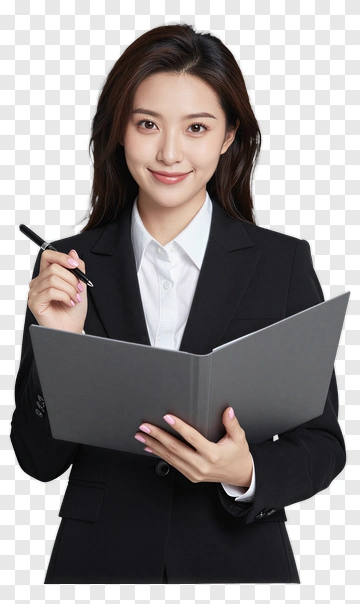 Confident Businesswoman Holding Folder PNG