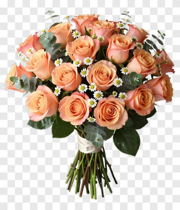 Pastel Rose Bouquet With Daisy And Eucalyptus PNG