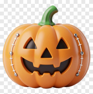 3D Jack-o'-lantern With Stitched Details PNG