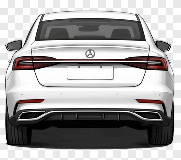 White Mercedes-Benz Sedan Rear View PNG