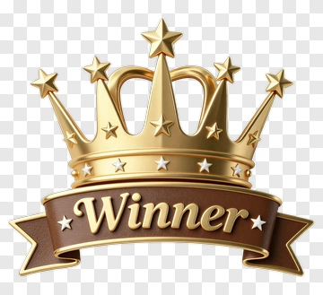Golden Crown With Winner Ribbon PNG