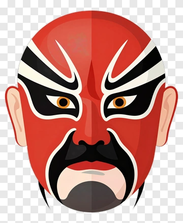 Red Opera Mask With Black And White Patterns PNG