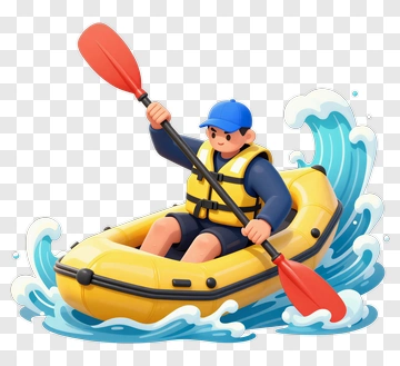Boy Rafting In River PNG