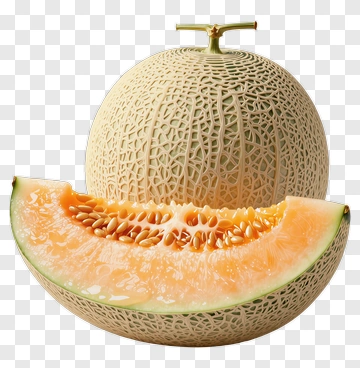Cantaloupe Melon Sliced And Whole PNG