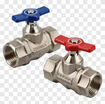 Ball Valve With Blue And Red Handles PNG
