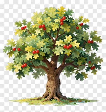 Oak Tree With Red Berries PNG