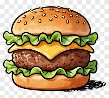 Cartoon Style Hamburger PNG