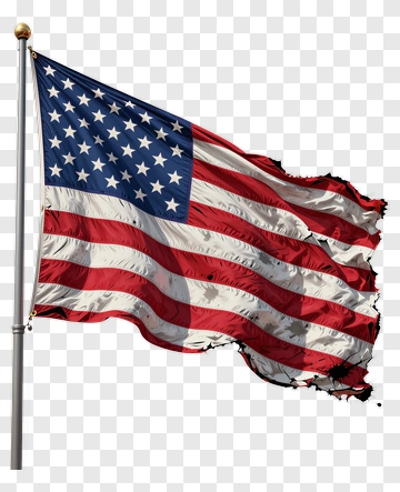 Tattered American Flag On Flagpole PNG