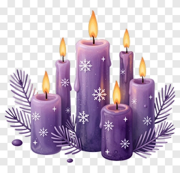 Purple Advent Candles With Snowflakes PNG