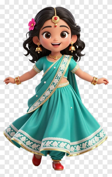 Joyful Girl In Traditional Indian Dress PNG