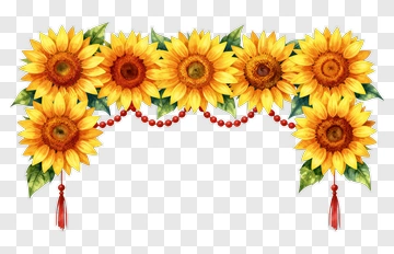 Sunflower Bead Garland With Tassels PNG