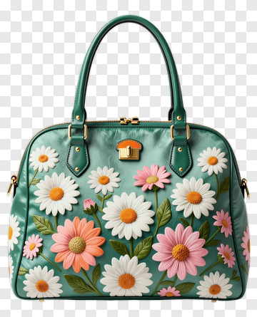 Flower Handbag With Daisies And Pink Blooms PNG