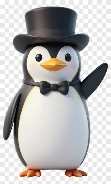 Penguin In Top Hat And Bow Tie PNG