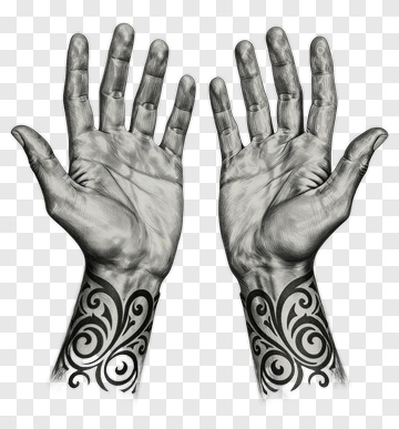 Hands With Tribal Tattoo PNG