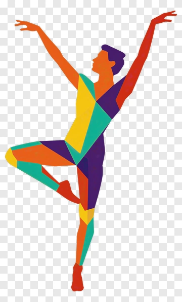 Ballet Dancer In Geometric Colors PNG