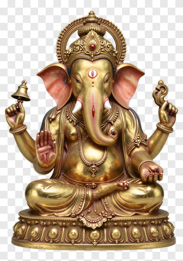 Golden Ganesha Statue With Four Arms PNG